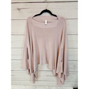 Lululemon Women's Pink Knit Kimono Sleeve Cape Poncho Pullover Sweater One Size‎